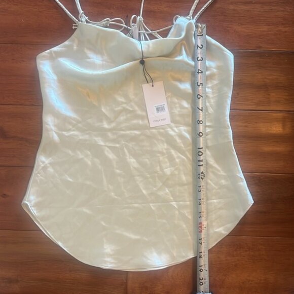 NWT 100% Silk Cinq a sept braided marta cowl neck cami Light Plaster Size XS - Picture 8 of 9
